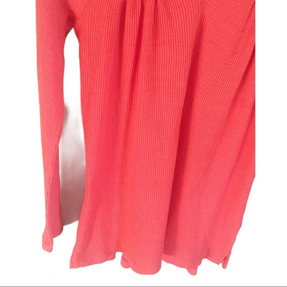 T.LA. Anthropologie Waffle Knit Henley Tunic Top With V Cut Orange Sz XS - Picture 5 of 14